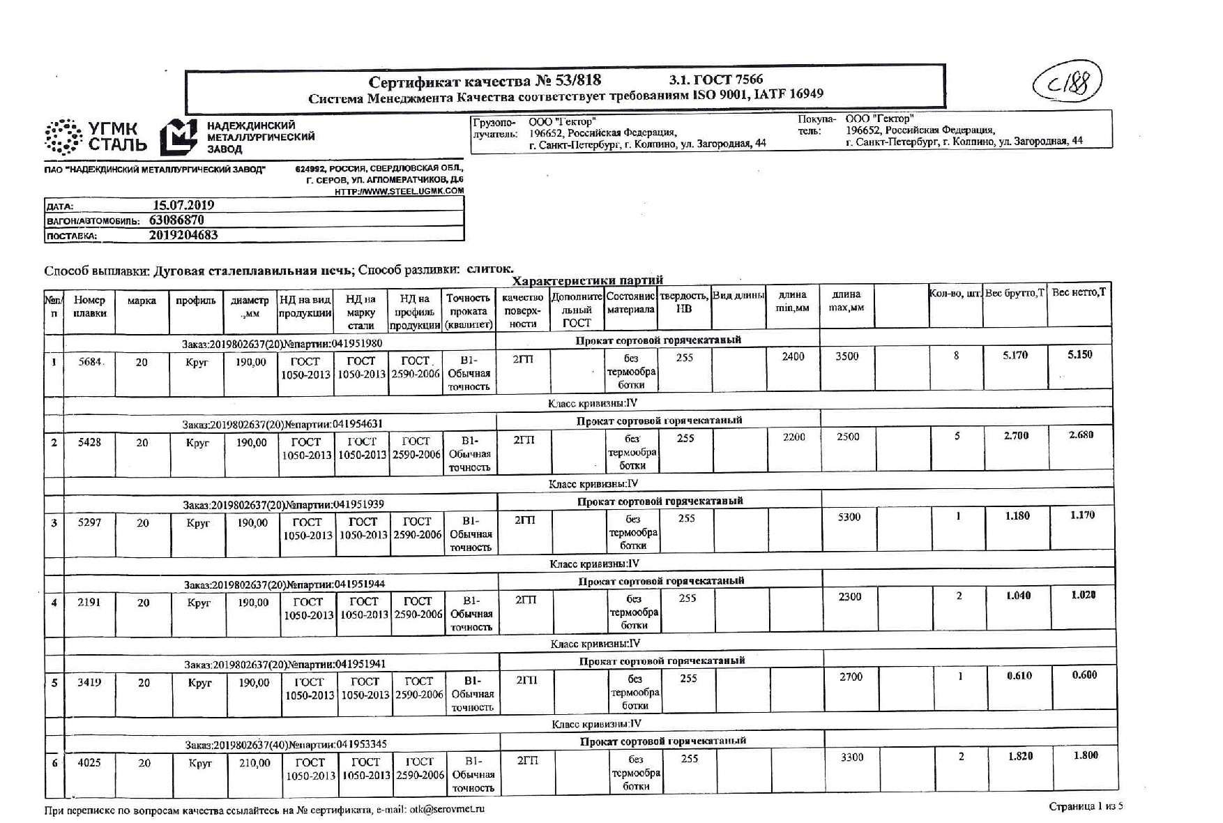 Сертификат на круг конструкционный 210 ст.45 от 2019-07 (1.1)